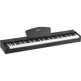 Vevor Gewichtetes Digitalpiano, 88 Tasten vollgewichtet, E-Piano Doppeltastatur & Lautsprecher mit Notenständer, Sustain-Pedal, Aufnahmefunktion, 280 Töne, Kabellose Verbindung, für Anfänger, Schwarz