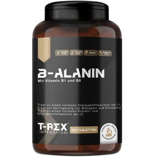 Beta-Alanin 120 Tabletten à 1000 mg | Nahrungsergänzungsmittel auf Basis von B-Alanin mit den Vitaminen B1 und B6. Potentes Post-Workout-Supplement für die Muskelregeneration. T-Rex Integratori.