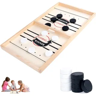 JOZMMZEOOA Hockey Brettspiel,Tischhockey Airhockey Tabletop Spiele Tisch Eishockey Spiel Tischfussball Holzspiele 2 in 1 Portable Schachbrett-Set,für Partyspiele Tisch-Desktop-Spiel