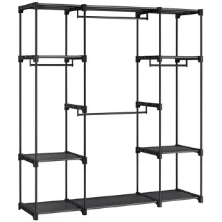 Offener Kleiderschrank Kleiderständer - RYG036 - Metallrahmen - Freistehend - 43×151×166 cm - Minimalistisches Design - Schwarz - Schwarz