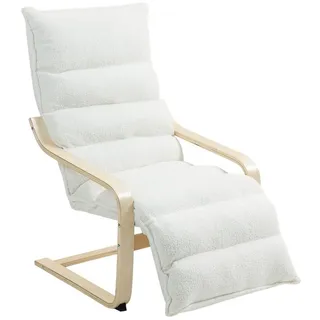 Redom Sessel 67/93-114/105 cm, verstellbares Fußteil, Sherpa-Fleece, Weiß , Kunststoff , 67x105x114 cm , Esszimmer, Stühle, Schwingstühle