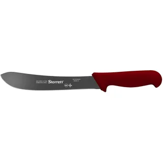 Starrett Profi Stahl Chefkoch Steakmesser mit schmalem, gebogenem Profil - 10 Zoll (250 mm) - Roter Griff