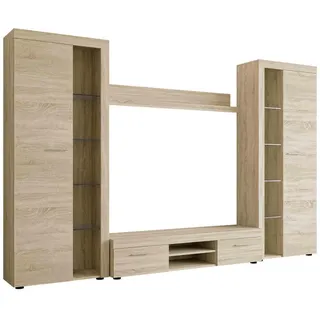 Mirjan24 Wohnwand Farso Xl Modernes Wohnzimmer-Set, Schrankwand, Stilvoll Mediawand, TV-Möbel (ohne Beleuchtung, Sonoma Eiche) - Beige