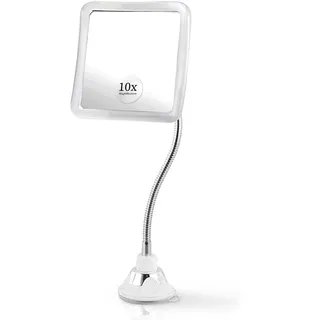 Flexibler Schminkspiegel mit 10Fach Vergrößerung - Tischspiegel und Wandmontage Spiegel für Kosmetik und Badezimmer, Magnifying Makeup Mirror - 16cm x16cm (Durchsichtiger Rahmen)