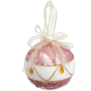 BigBuy Christmas Weihnachtskugeln Weiß Rosa Polyfoam Stoff 6 x 6 x 6 cm (6 Stück)