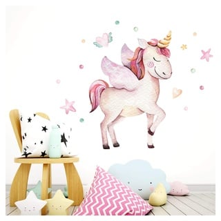 Little Deco Wandtattoo Einhorn & Herz mit Flügeln I M - 53 x 43 cm (BxH) I Kinderzimmer Babyzimmer Aufkleber Sticker Wandaufkleber Wandsticker Klebeposter DL140