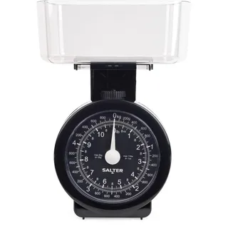 SALTER Küchenwaage Analog 5kg, Mechanische Küchenwaage mit Schüssel, Waage Küchenwaage Retro Design, Spülmaschinenfeste Backwaage mit Zuwiegefunktion, Gut Lesbares Zifferblatt