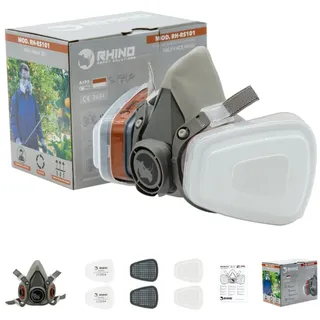 Rhino Gesichtsabdeckung für Malerei, Staub, Partikel, Chemikalien, Maschinenpolierung, organische Dämpfe, Pollen und Chemikalien, mit Filterbaumwolle
