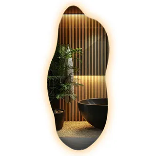 wallfluent LED Spiegel 45 x 100 cm Gelb/Transparent