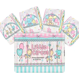 LittleForBig 5500-5800 ml Erwachsenen Gedruckten Windeln 10 Stück - Kleiner Zirkus (M)