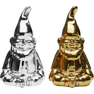 Kare Design Salz-/Pferfferstreuer Zwerg 2er Set, Gold/Silber, 8x5x4 cm, Gewürzstreuer, Porzellan, Zwergen Motiv, Esszimmer
