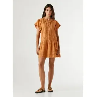 Pepe Jeans für Damen. PL9537785 Destin Kleid orange (L), Lässig, Baumwolle, Kurzarm