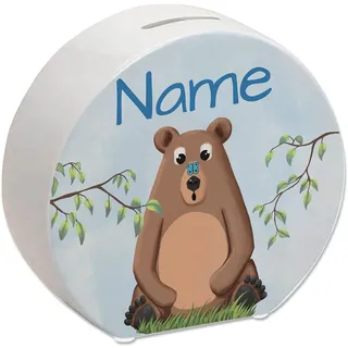 Tierbaby Spardose für Kinder - personalisiert mit deinem Namen - als Geschenk für EIN Kind zum Geburtstag oder der Taufe um Auf Wünsche und Träume zu sparen und den Umgang mit Geld zu Lernen