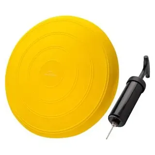 EVEREST Fitness EVEREST-FITNESS Balancekissen Luftkissen mit 33 cm Durchmesser - Ballsitzkissen zur Stärkung der Balance - Orthopädisches Sitzkissen zur Linderung von Rückenschmerzen, Balance Pad – gelb inkl. Pumpe, Noppen