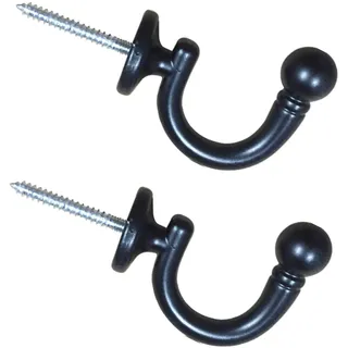 SENGLIDA Vorhang Holdback Vorhang Raffhalter Rundkopf Vorhang Haken, Wandhalterung Raffhalter Quaste Halter, Fenster Vorhang Raffhalter Kleidung Mantel Hut Handtuchhalter, 2er-Set, schwarz