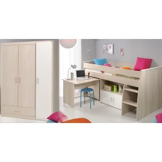 Parisot Jugendzimmer-Set "Charly", weiß akazienfarben, weiß), Schlafzimmermöbel-Sets, Jugendzimmer-Set