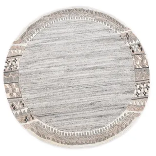 THEKO Wollteppich »Royal Natur 6030« rund 14 mm Höhe reine Wolle, handgetuftet, mit Bordüre, grau