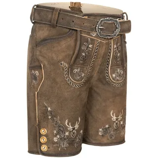 Trachtenlederhose NÜBLER "Kinderlederhose kurz Edgar", Herren, Gr. 158, EURO, braun, Obermaterial: 100% Lammleder LEL., Hosen Trachtenlederhose