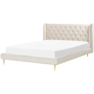 Beliani Polsterbett Beige Forbach - Textil , 160x200 cm , Schlafzimmer, Betten, Polsterbetten