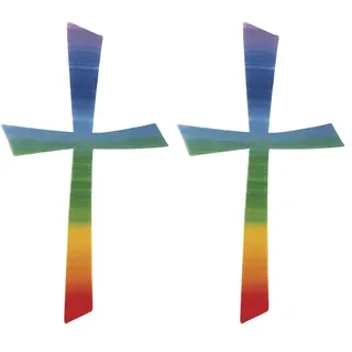 RAYHER HOBBY Rayher Wachsmotiv Kreuz, Regenbogen, 10,5 x 5,5 cm, 1 Stück, zum Kerzen verzieren, Verzierwachs für z.B. Taufkerze, Kommunionkerze, 31499000 (Packung mit 2)