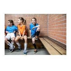 Kinder Handball Trikot H100 Kurzarm Blau, 123-130cm 7-8J