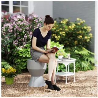 Outsunny Gartenhocker Keramik 120kg belastbar Ø33 x 45,5 cm Wetterfest Garten Hocker in Sanduhrform Beistelltisch Blumenhocker Fußhocker für