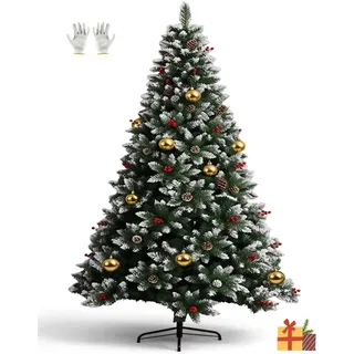 Künstlicher Weihnachtsbaum 180 cm mit Schnee, Tannenbaum mit 800 PVC Spitzen & Metallständer, 3-teilig Schnellaufbau, für Zuhause Büro Geschäfte, Weihnachten Dekoration