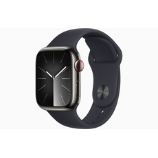 Apple Watch Series 9 GPS + Cellular 41mm - Graphite Stainless Steel Case with Midnight Sport Band - S/M