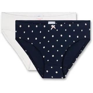 Sanetta Mädchen-Rioslip (Doppelpack) Dunkelblau und Off-White | Hochwertige und nachhaltige Unterhose für Mädchen aus Baumwolle. Inhalt: 2er Set Unterwäsche für Mädchen
