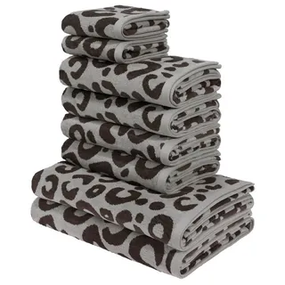 MY HOME Anna Leopardmuster Handtuchset 8-tlg. grau