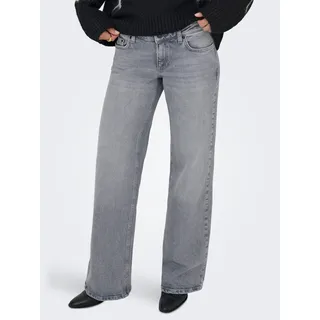 Low-rise-Jeans ONLY "ONLJUICY LW WIDE LEG DNM REA707 NOOS", Damen, Gr. 31, Länge 30, medium grau denim, Denim/Jeans, Obermaterial: 99% Baumwolle, 1% Elasthan, unifarben, lang, Jeans Low-rise-Jeans, Baumwollmischung, low waist, wide fit
