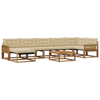 vidaXL Outdoor-Sofagarnitur 8 pcs Natur und Beige Massivholz Akazie