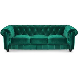 Menzzo Großes Sofa aus Samt, Grün, L 207 x T 80 x H 72 cm