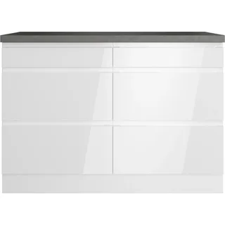 Held Küchen Unterschrank Gera 120 cm Weiß/Beton
