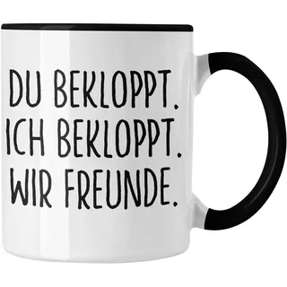 Trendation - Beste Freunde Tasse Geschenk Beste Freundin Freund Kaffeetasse Geschenkidee BFF Allerbeste Freundin Spruch Geburtstag Freundinnen (Schwarz)