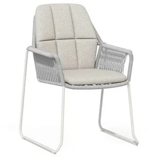 Tierra Outdoor Stapelstuhl , Weiß , Metall, Textil , Füllung: Polyurethan (Pur) , Kufe , 66x87x64 cm , stapelbar , Gartenmöbel, Balkonmöbel, Balkonstühle