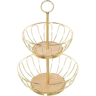 DRW Runde Obstschale aus Metall in Gold, 28 x 42 cm, 28 x 10 cm und 22 x 8 cm