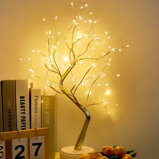 AGOTD LED Baum Lichter, 108 LED Lichterbaum, Warmweiß Verstellbare Äste, USB/Batteriebetrieben, Dekobaum Belichtet Baumbeleuchtung Innen Deko