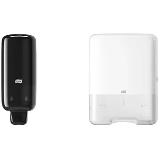 Tork Seifenspender für Schaumseife und Schaum-Händedesinfektion, Elevation - 561508 - Sparsames, auslaufsicheres S4 Spender-System, schwarz & Spender für Zickzack-Handtücher Weiß H3, Elevation Design