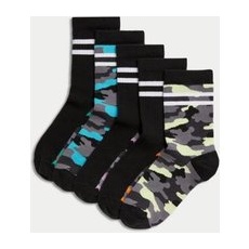 M&S Collection 5er-Pack Socken mit hohem Baumwollanteil und Camouflage-Muster (22,5-40,5) - Multi, Multi, 12+3+
