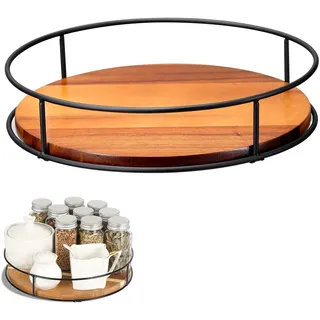 Drehteller Organizer Lazy Susan Drehbar Gewürz Organizers Küchen Gewürzregal Schrank rund Holz 9 Zoll