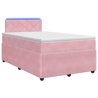 vidaXL Boxspringbett mit Matratze mit Kopfteil Rosa 120 x 200 cm Samt - Rosa