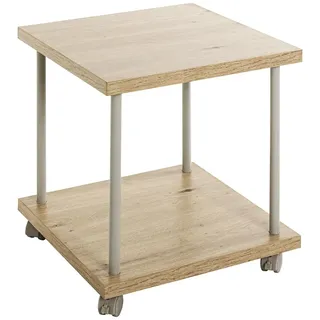 Haku-Möbel HAKU Beistelltisch auf Rollen Eiche hell Kaschmirgrau MDF Metall Servierwagen rollbar - Maße: B 40 x H 45 x T 40 cm Style: Modern