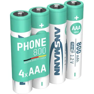 ANSMANN Telefon Akku AAA, 4 Stück, 800mAh 1,2V, DECT
