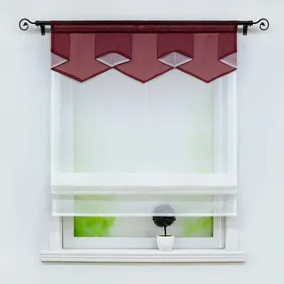 Joyswahl Voile Raffrollo Modernes Bändchenrollo mit farbigem Abschluss »Anita« Wohnzimmer transparent Gardinenschal mit Tunnelzug BxH 140x140cm Rot 1er Pack