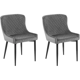 Beliani Esszimmerstuhl Grau Samtstoff modern/retro 2er Set