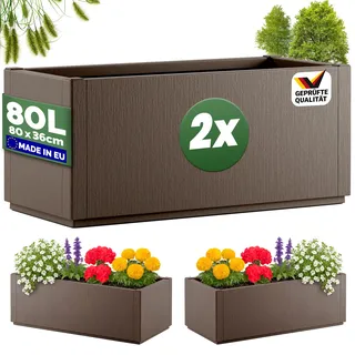 Blumentopf Ethica 2er-Set Braun Kunststoff 80x36x36cm