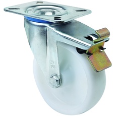 Alex ZV ut – Lenkrolle mit Bremse (poliamix, Durchmesser 100 mm, Positionierung Belastung 150 kg) weiß