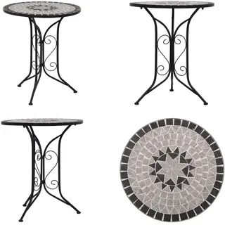 vidaXL Mosaik Bistrotisch Grau 61 cm Keramik - Tisch - Tische - Mosaik-Tisch - Mosaik-Tische - Grau