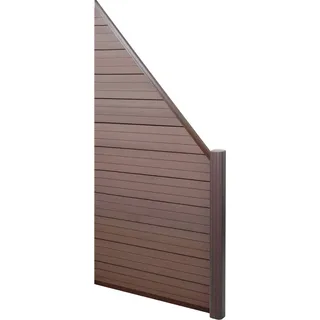 WPC-Sichtschutz Sarthe, Windschutz Zaun, Alu-Pfosten  Erweiterungselement schräg rechts, 0,95m braun - Braun